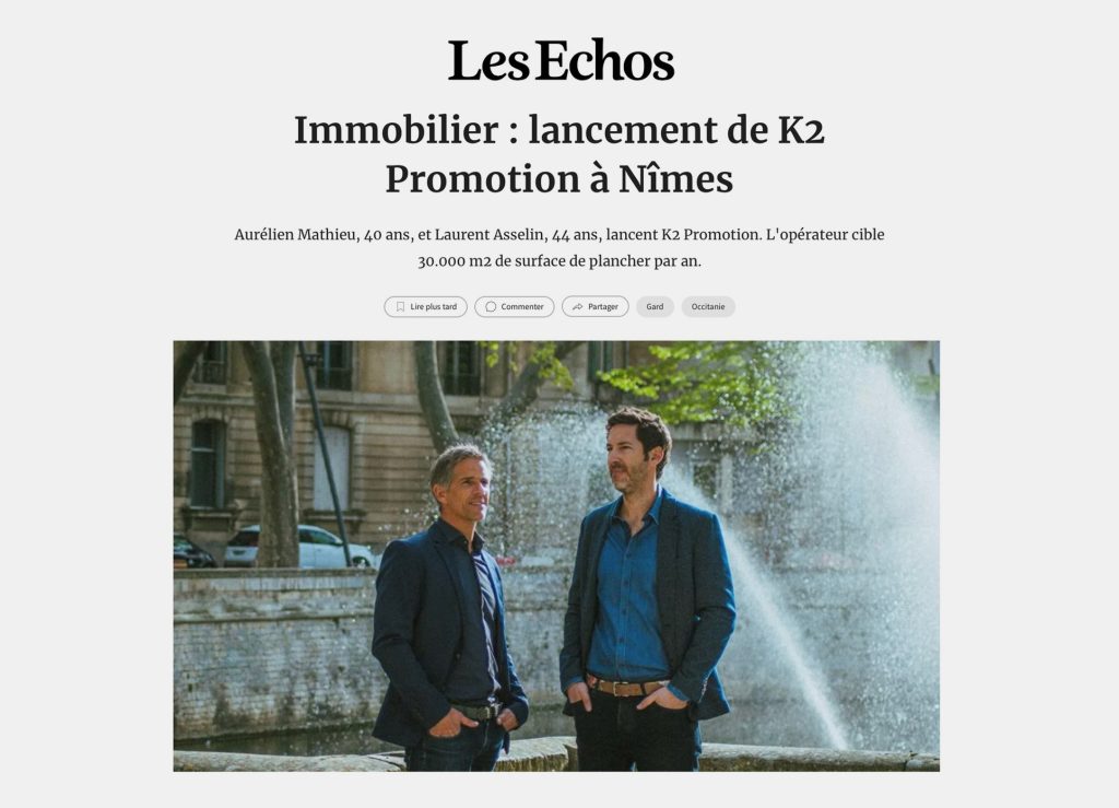 LES ECHOS : Lancement de K2 Promotion à Nîmes 1 k2 promotion les echos k2promotion